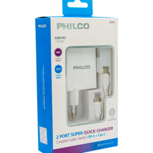 CARGADOR USB-A/C 30W PHILCO / PARED+ USB-C - Imagen 2