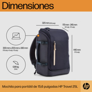 MOCHILA HP 15.6in TRAVEL EXPANDABLE 25L BACKPACK GRAY - Imagen 3